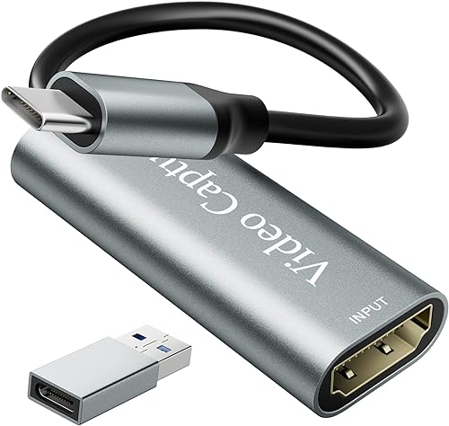 Tarjeta de captura dispositivo de captura de video HDMI a USB C tarjeta de captura de video con adaptador USB 30 1080P para transmisión en vivo