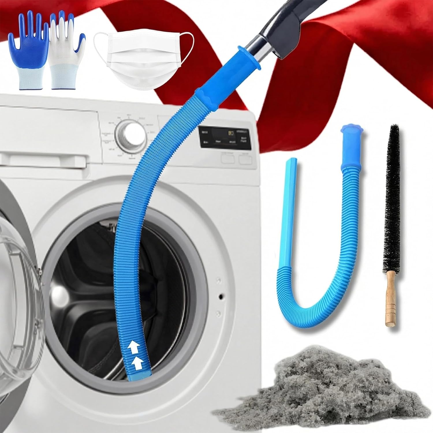 Universal Dryer Lint Vacuum Attachment, Dryer Vent Cleaner Kit Vacuum Attachment, Compatible With Most Vacuum Cleaners & Dryers, Dryer Lint Vac Attachment, Quickly Lint Remover (2Pcs)