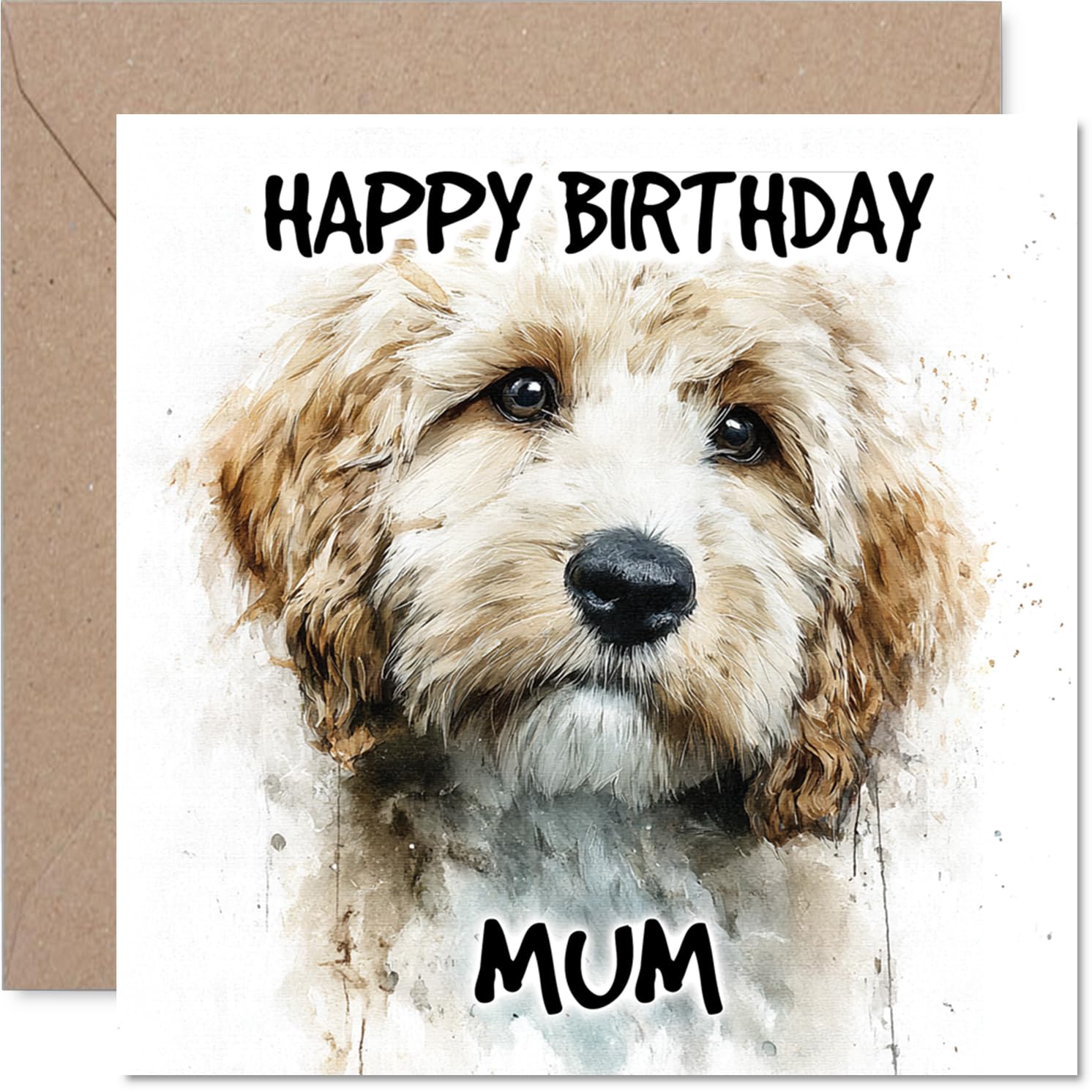 Mum Birthday Card - Cockapoo - Happy Birthday Card for Mum from Son Daughter, 145mm Dog Breeds Bday Greeting Cards