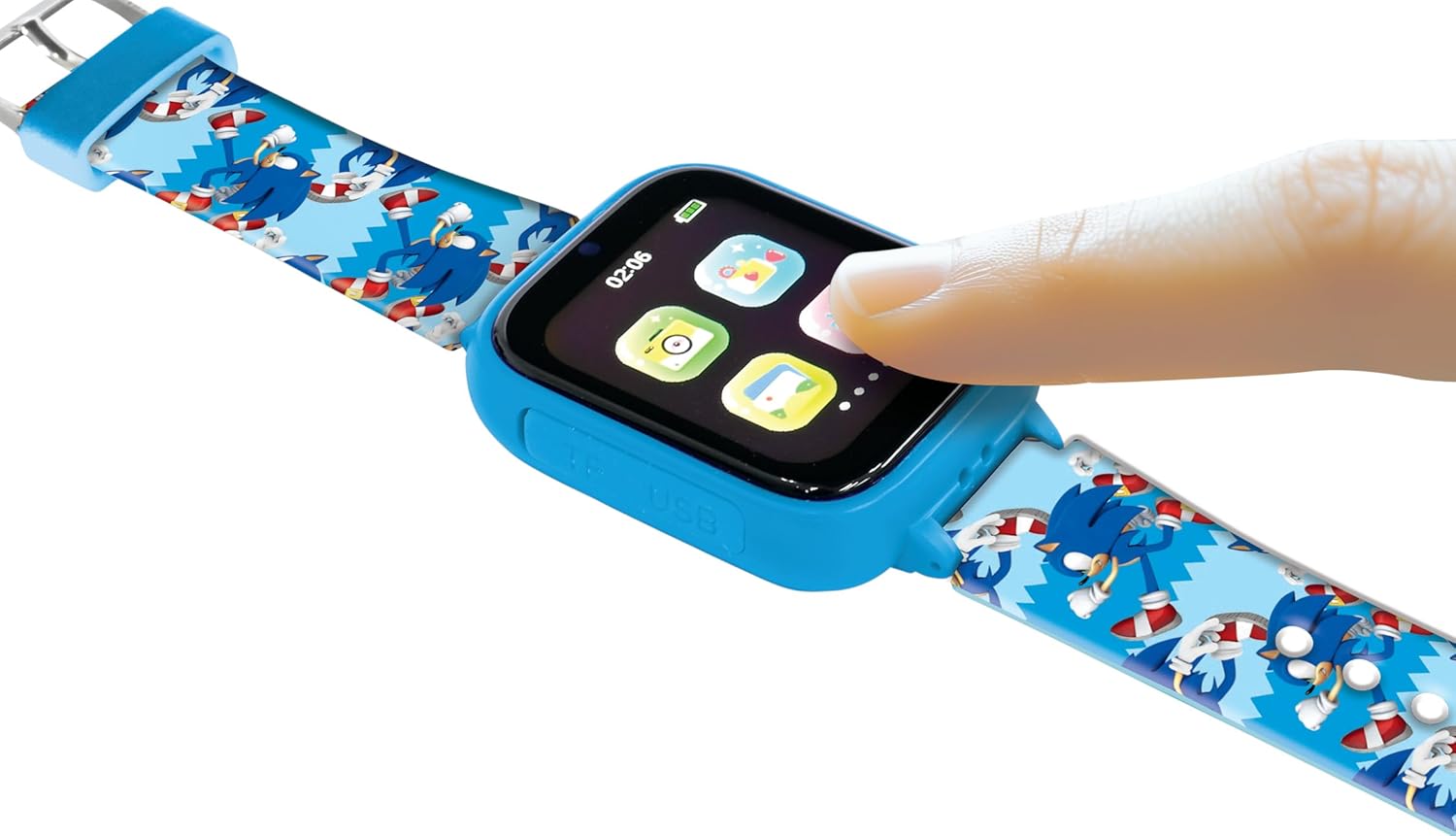 Lexibook, Sonic The Hedgehog DMW070SN Selfie Camera Watch, HD Touch Screen, 720p Camera, MP3 Player, Built-in Speaker, Voice Recorder, Pedometer, 5 Games, Blue