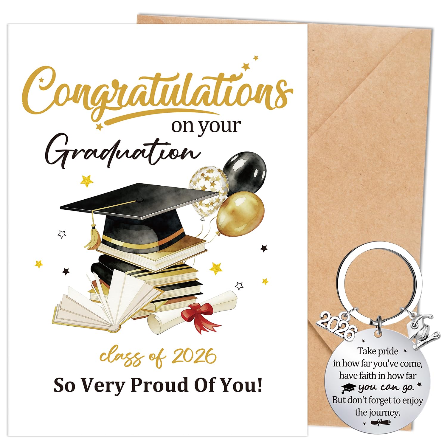 Luvart 2026 Graduation Card Gift - Congratulations On Your Graduation Greeting Card with Keychain Degree Congratulations Gifts for Women Her Him Daughter Son Granddaughter Grandson Friends โ image 1