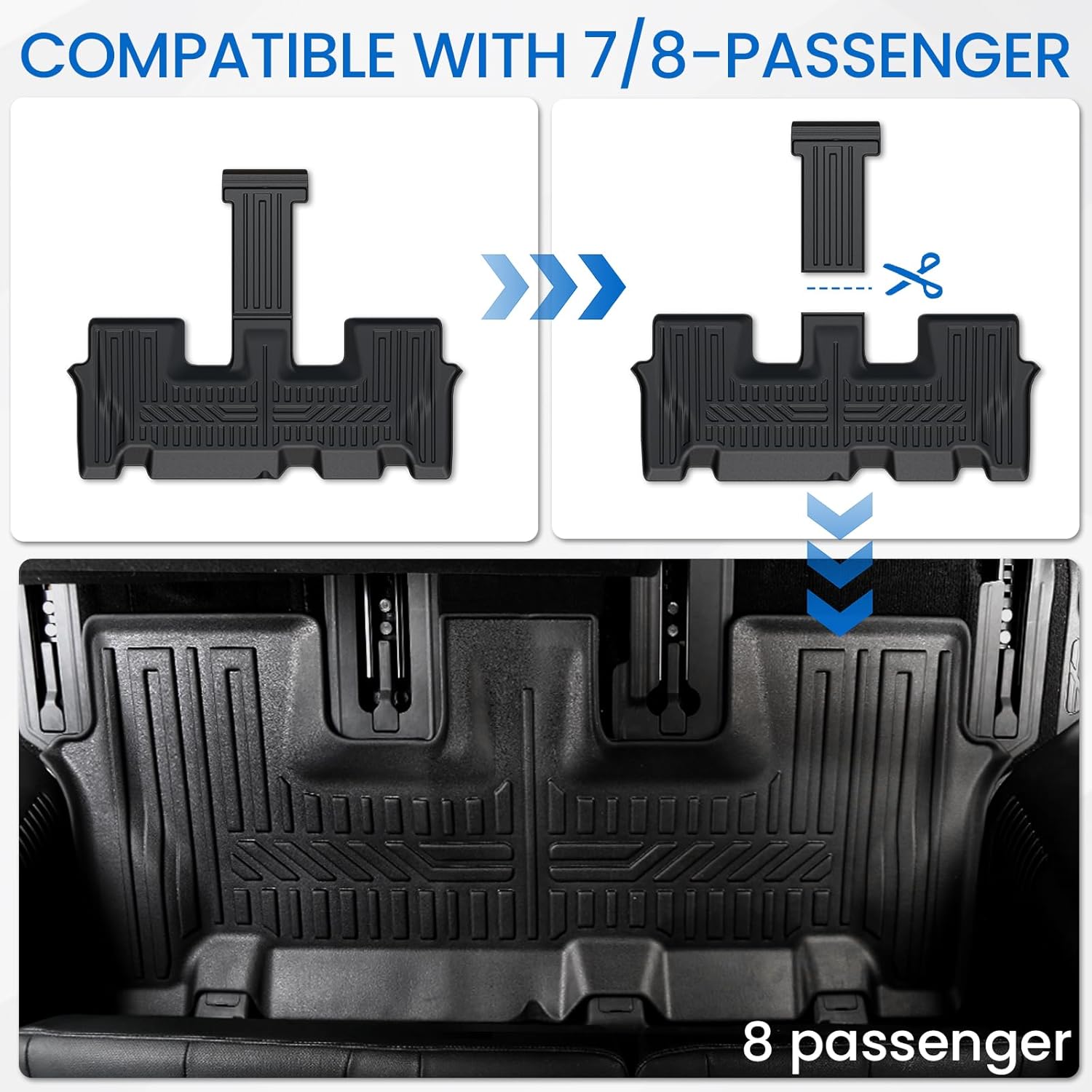 Floor Mats Cargo Mat Set for 2020-2024 2025 Hyundai Palisade 7/8 Seat, All Weather TPE Cargo Liner Backrest Mats Trunk Lower Car Mat Accessories for Palisade Calligraphy(Floor Mats Set)
