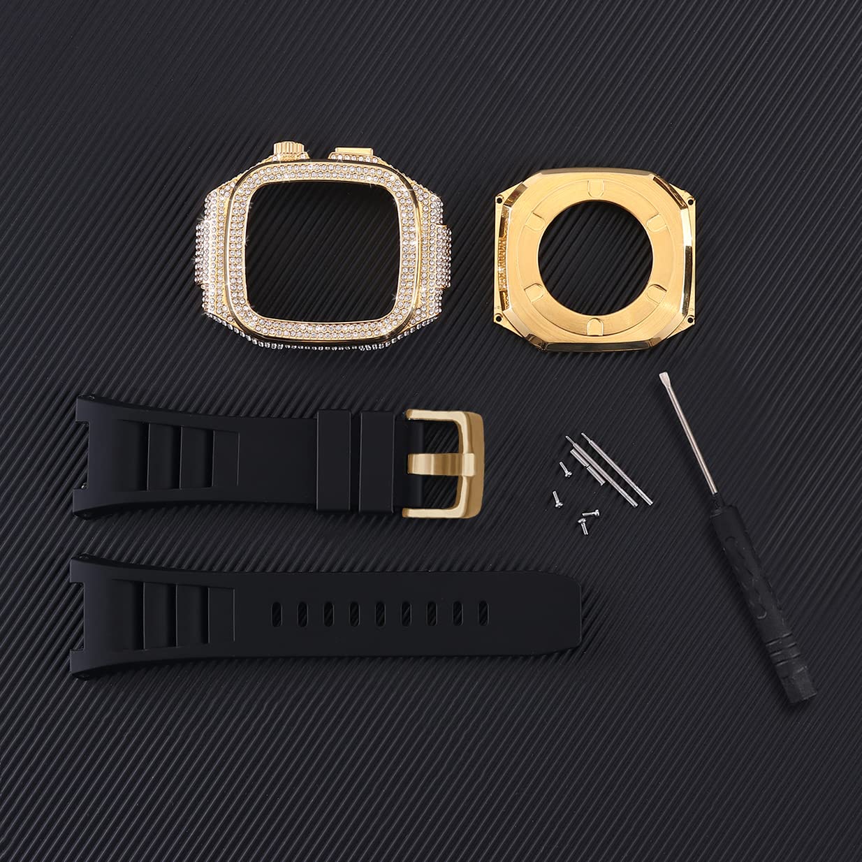 VeveXiao Robuste Schutzhülle mit Armband kompatibel mit Apple Watch Armbändern 45mm 44mm, Metall Schutzhülle mit Silikonband stoßfest Bumper für iWatch Serie 8 7 6 5 4 SE Herren und Damen