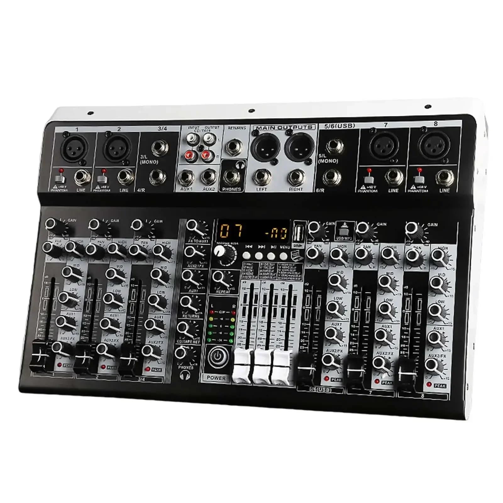 Mixer audio, Mixer con effetti for principianti professionisti Ingresso stereo a 8 canali Streaming live