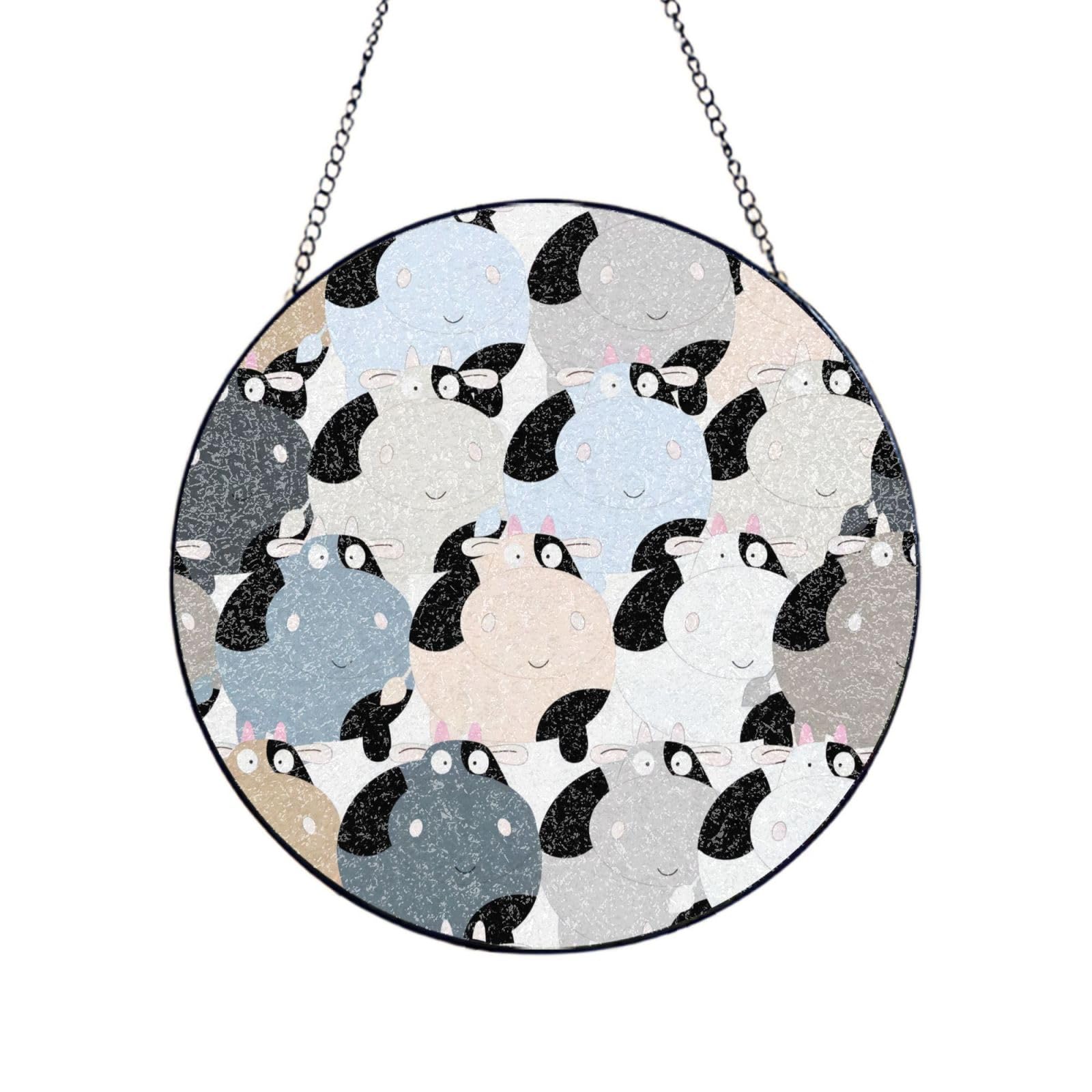 Phayah Cow Collection Print Glass Window Hanging Sun Catchers Suncatcher Decor For Birthday For Home Garden Porch 12in（30cm）