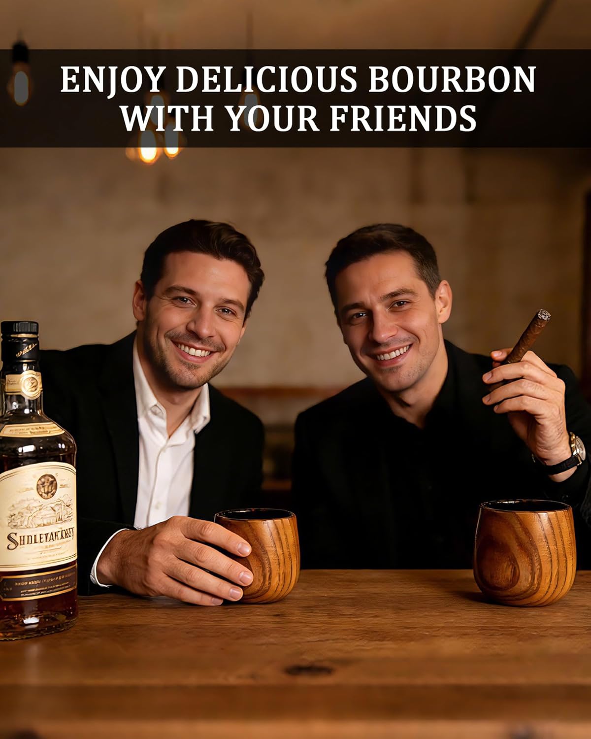 Charred Wooden Bourbon Glass | Artisan Whiskey Grail Cup | Handcrafted Oak Tumbler for Bourbon & Whiskey | Charred Oak Whiskey Drinking Glasses（2 pack） - Image 3