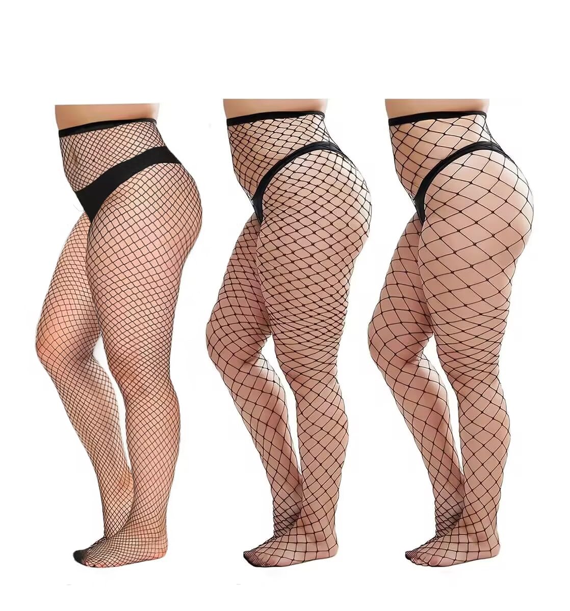 Womem's Sexy Black Fishnet Tights Plus Size Net Pantyhose Stockings