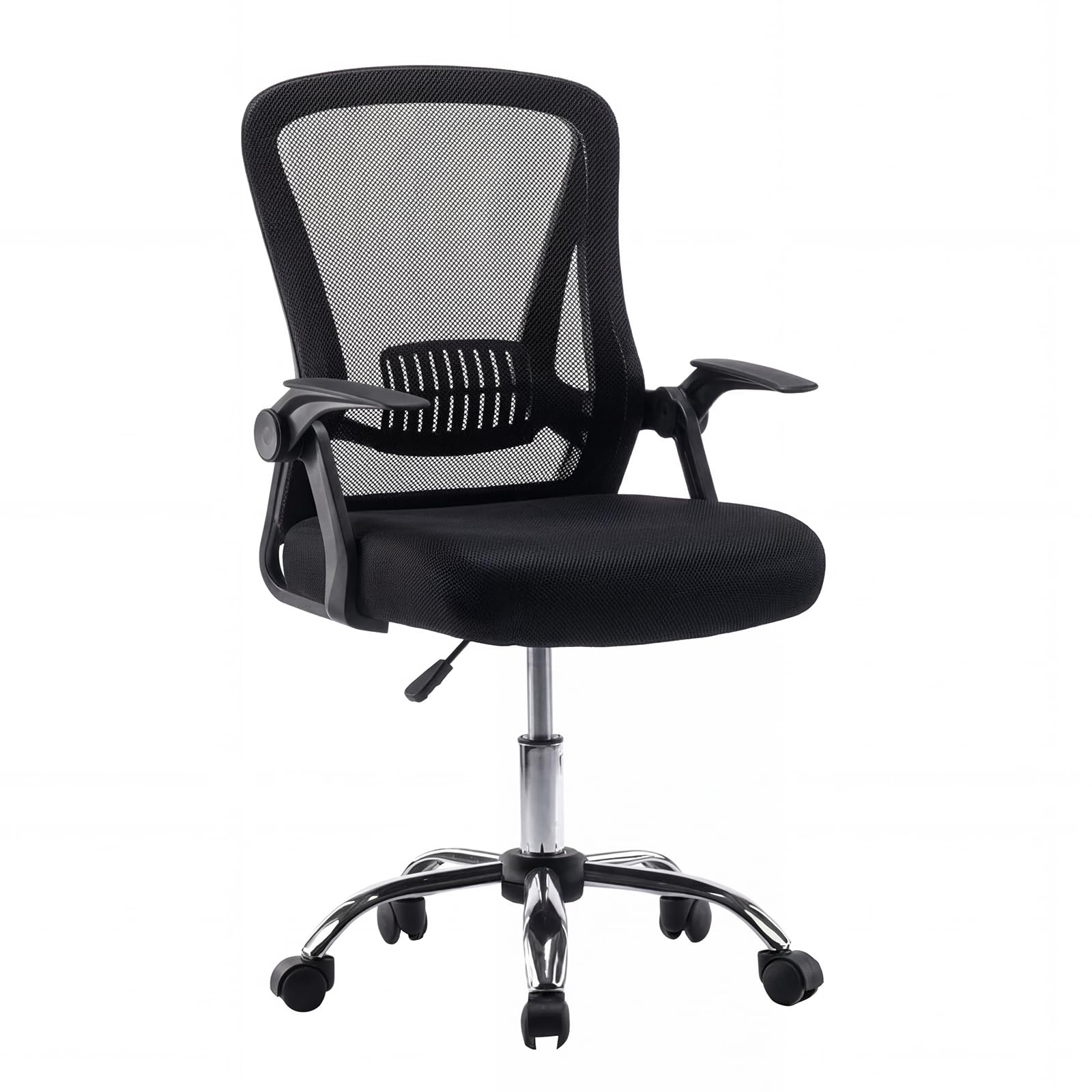 Panana Office Chair Flip-up Armrest Managerial Desk Chair Mesh Back Gas Lift Swivel Chair (Black) — image 1
