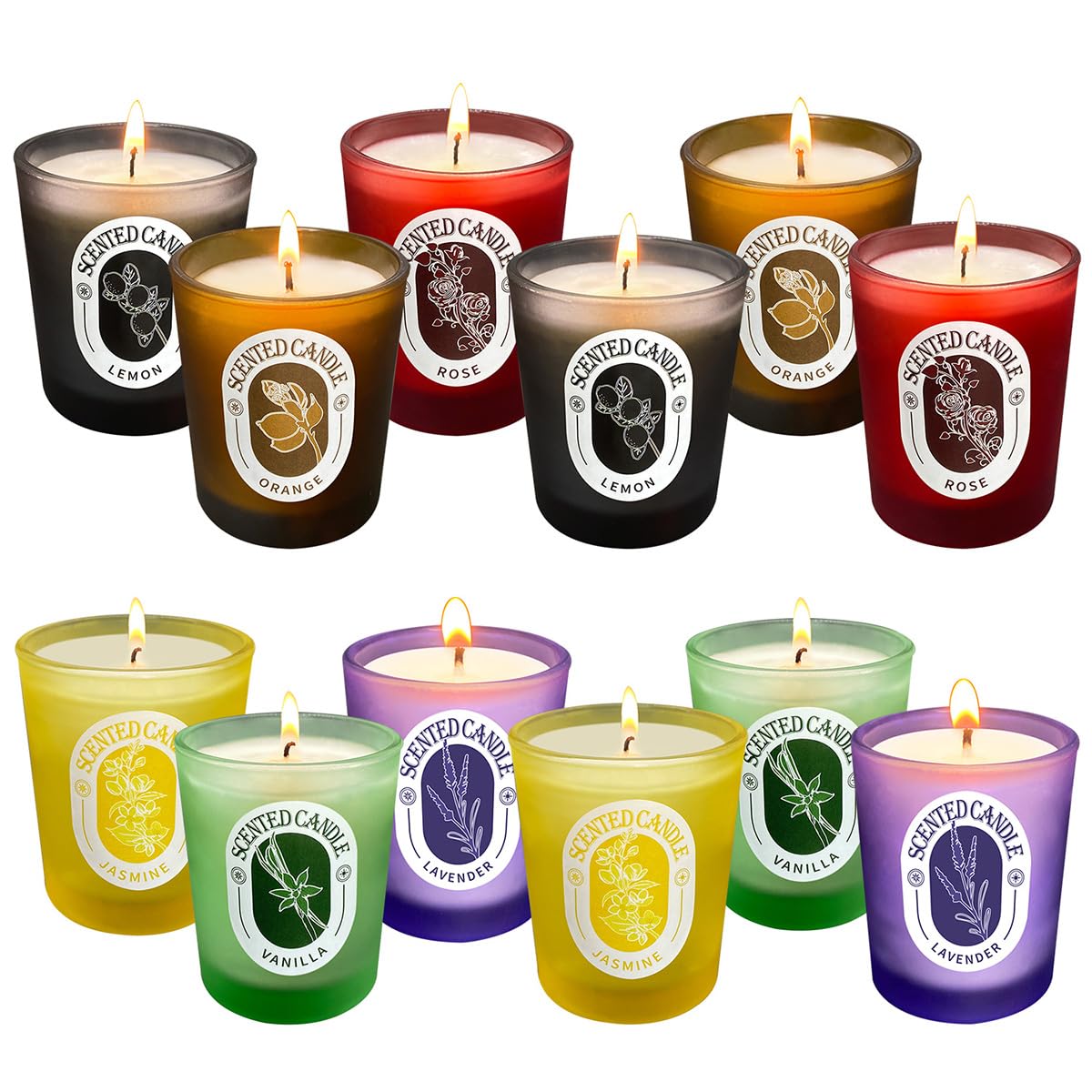 Scented Candles Gift Set of 12 Pack, Glass Jar Candles for 6 Scented, Long Lasting Soy Wax Aromatherapy Candle Set, Best Gifts with Gift Box for Every