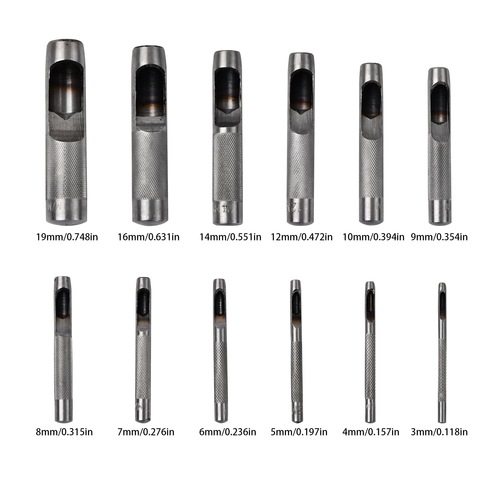 Amazon.co.jp: 12本セット 穴あけポンチ （3-19mm）穴あけ レザー