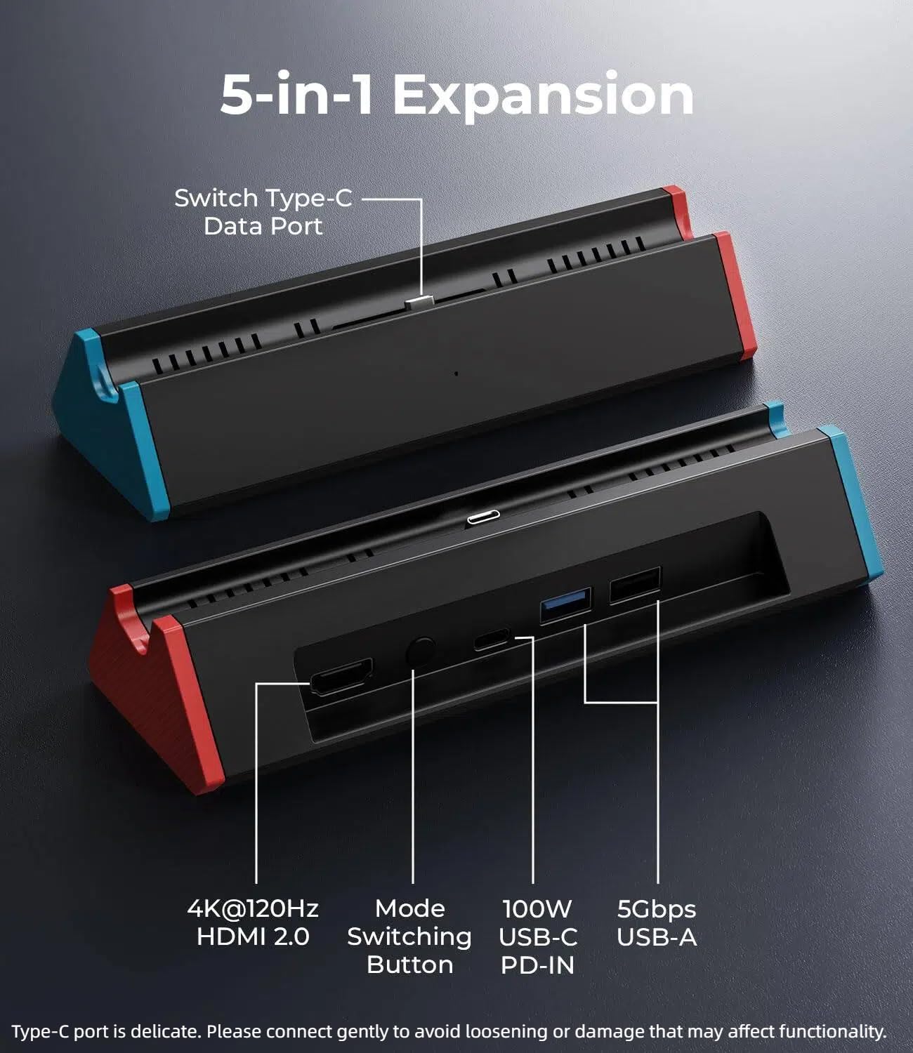 Antank Portatile Dock Compatibile con Nintendo Switch 2/1/OLED, Switch 2 TV Dock con 4K@60Hz Uscita HDMI/100W Carica Ingresso/USB3.0 Caricatore Base Support Switch 2 Ricambio Ufficiale
