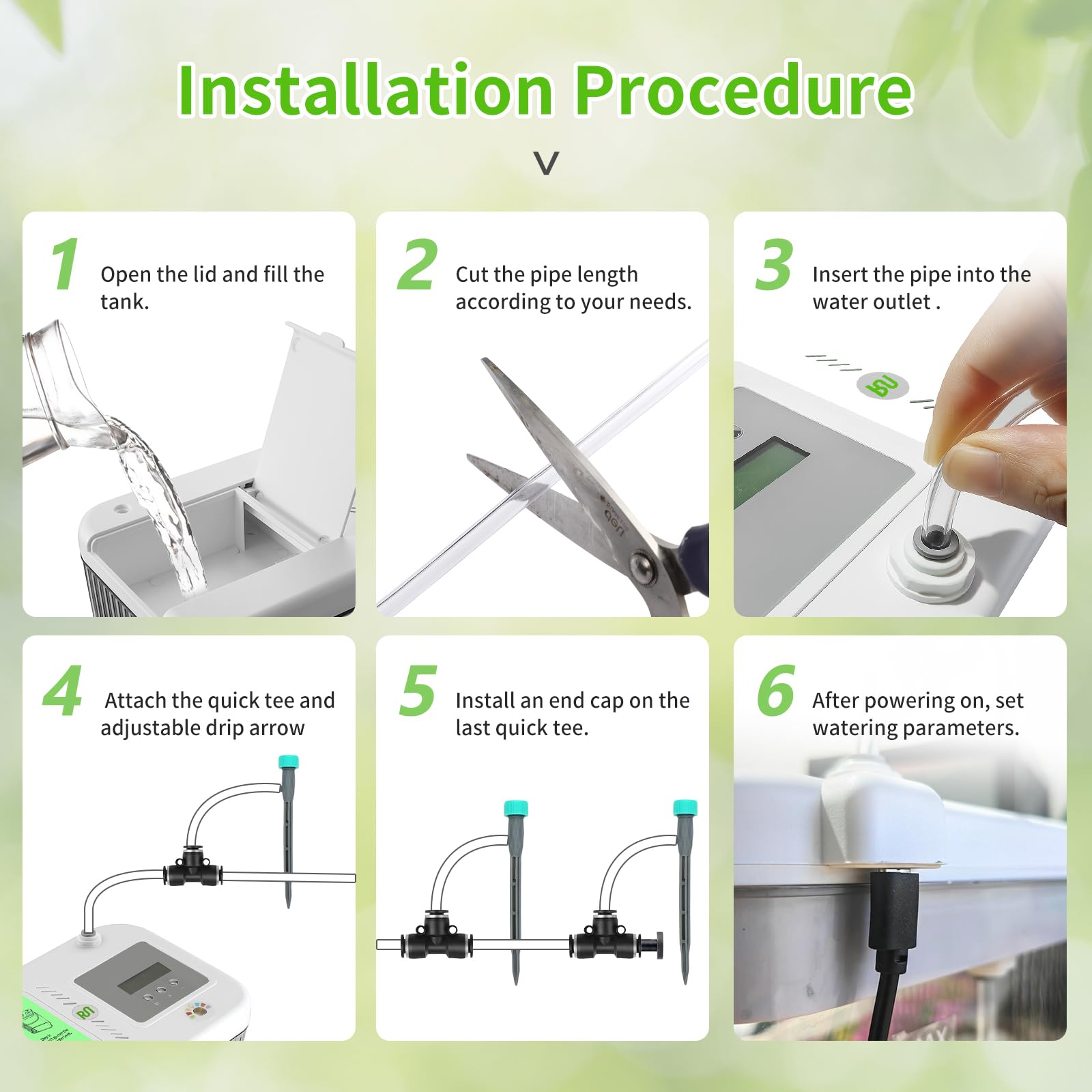Sistema de riego por goteo para interiores con tanque de agua de 2 galones, luz nocturna táctil y temporizador programable, kit de riego automático para 10 plantas en maceta
