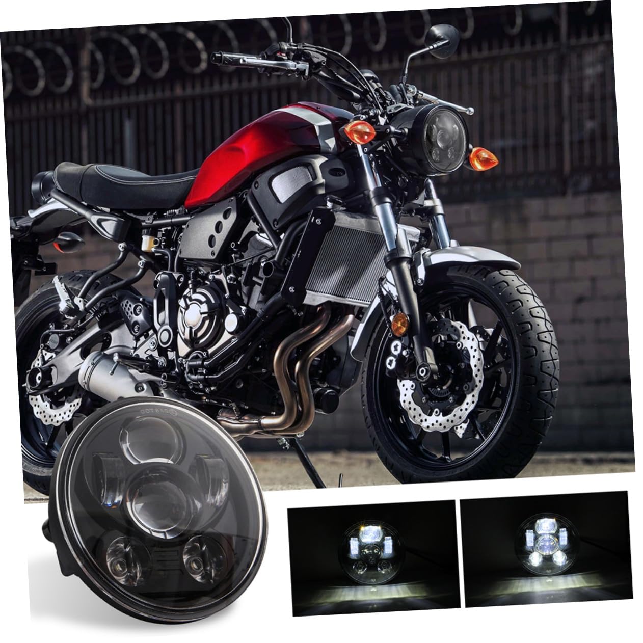 Mikikit 1pezzi Faro Anteriore LED per Moto Faro Rotondo in Alluminio Design Angel Eye Elevata Luminosità e Impermeabilità per Condizioni di Scarsa Visibilità