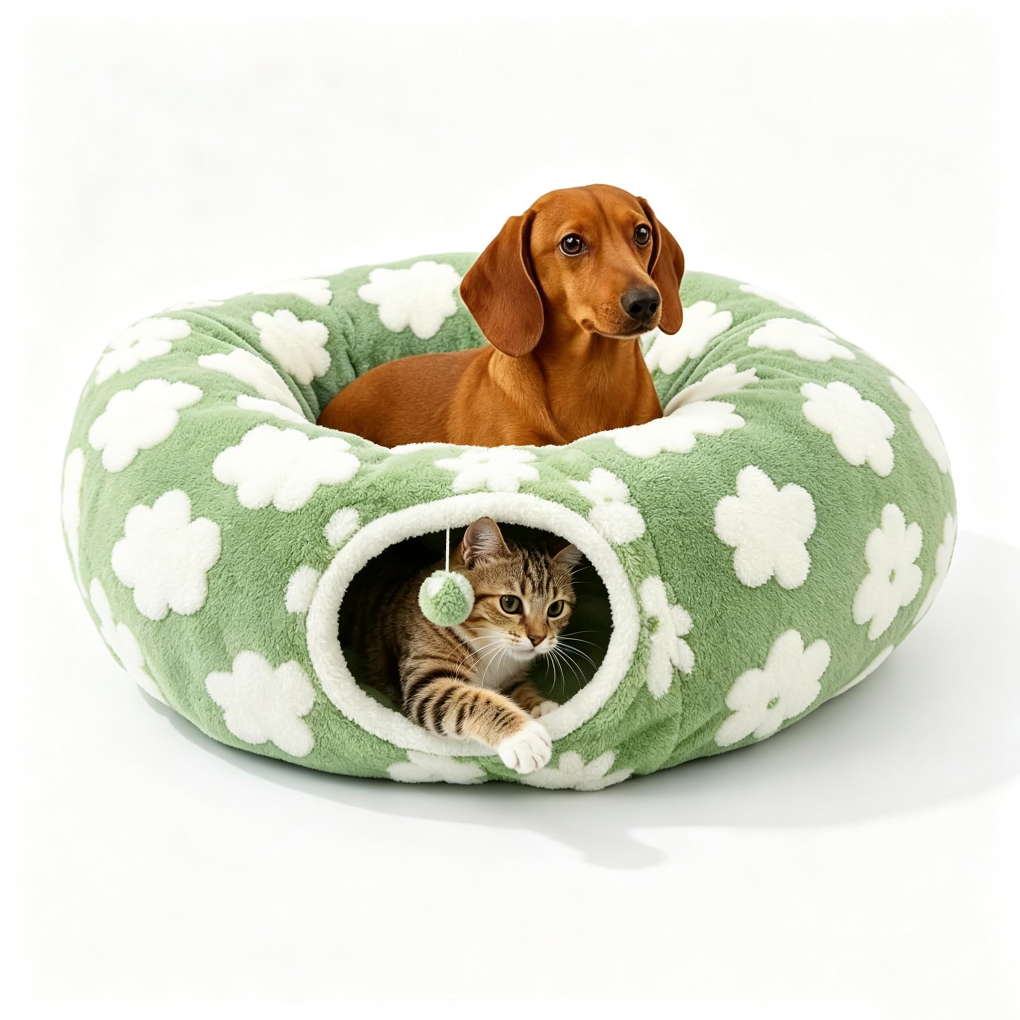 Dachshund Tunnel Bed, 2027 Tunnel Bed for Dachshund Dog，Green
