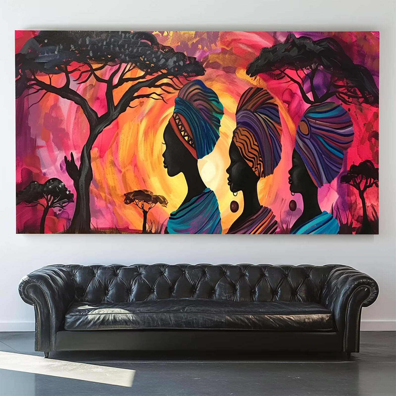 Malen nach Zahlen Erwachsene Afrikanische Frau Malen nach Zahlen ab 7 jahre Mädchen Landschaft Kreativ set für Erwachsene mit Leinwand Acrylfarben set und Pinsel, Bastelset zum Bemalen 80X160cm 7-I-6