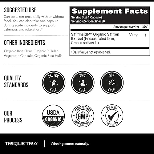Miniatura 8 de Extracto orgánico de azafrán extracto optimizado con azafranal, azafranal y crocinas  clínicamente estudiado  Calidad premium de sargol persa  Apoya