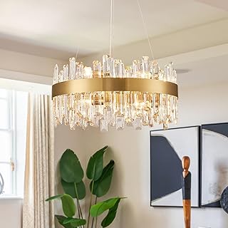 Siljoy Modern Crystal Chandelier, 12-Light Luxury Round 2-Tiers K9 Cryst...