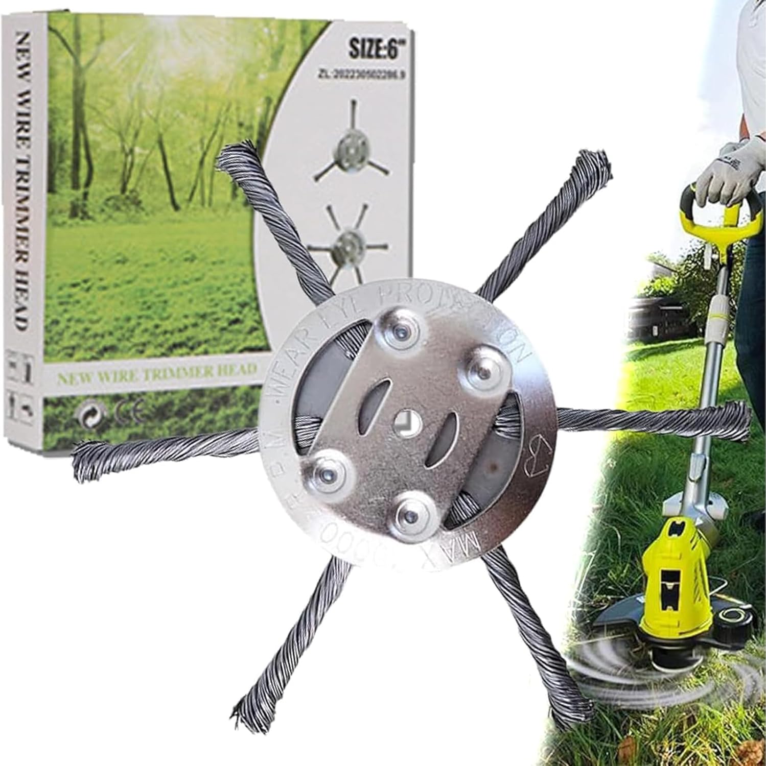 Universal Ssteel Wire Trimmer Head 6 Inch Wire Trimming Head Steel Wire Grass Trimmer Head for Weedeater