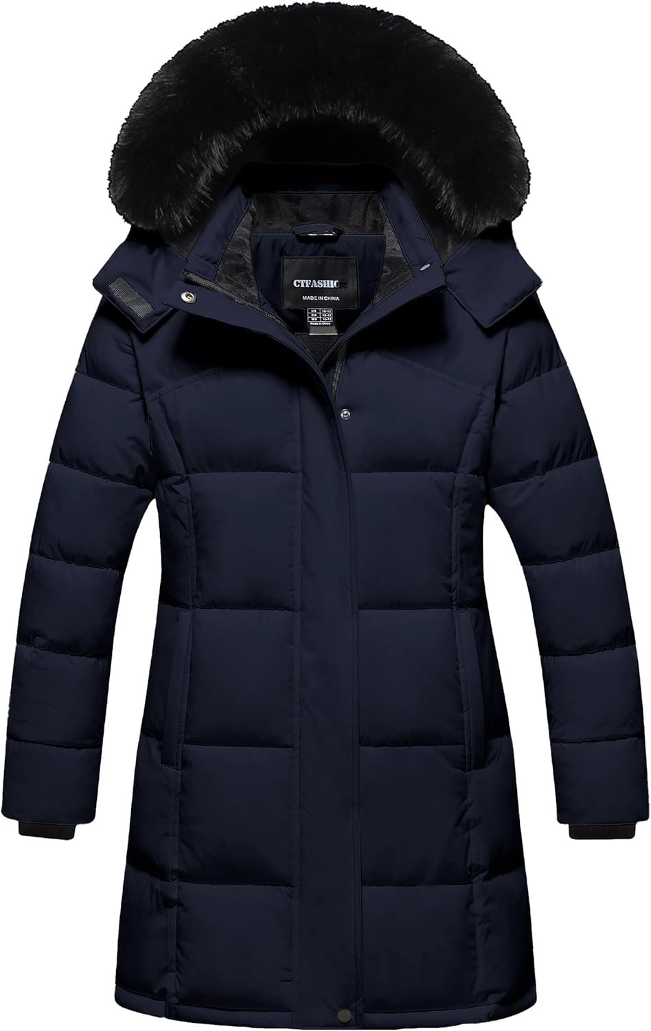 Girl's Winter Coats Kids Waterproof Long Puffer Jacket Thicken Fleece Lined Ski Parka with Detachable Fur Hooded