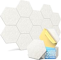 Vista 8 de Paquete de 12 paneles acústicos hexagonales con autoadhesivos, paneles de espuma a prueba de sonido de 12 x 10 x 0.4 pulgadas para paredes, paneles