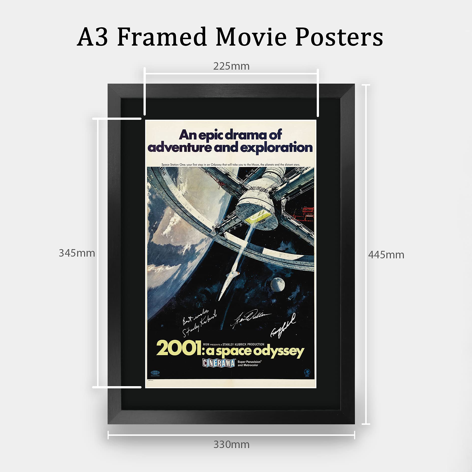 HWC Trading FR A3 2001 A Space Odyssey Geschenke Geduckter Poster Signiertes Autogramm Foto für Fans von Film Memorabilien - A3 Framed