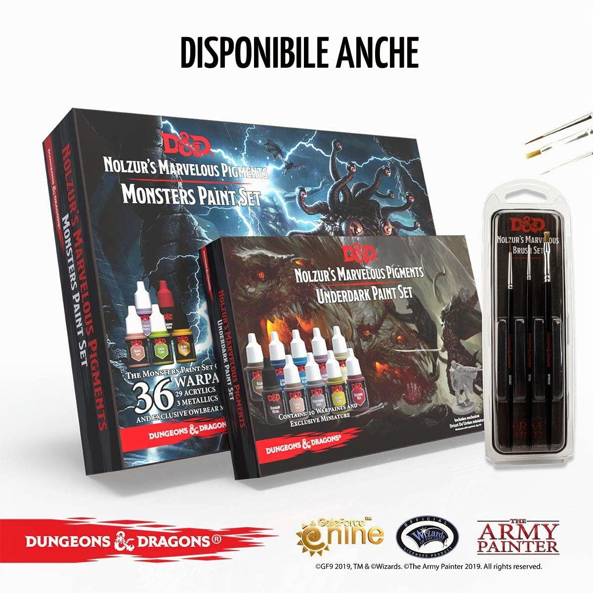 The Army Painter | Dungeons and Dragons Nolzur’s Marvelous Pigments Adventurers Paint Set | 10 colori acrilici e 1 pennello Starter per pittura di modelli in miniatura per giochi di ruolo