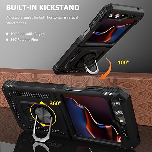 Miniatura 6 de ADDIT Z Flip 5 - Funda para Samsung Z Flip 5, con función atril protección de bisagra a prueba de golpes con soporte de anillo para Samsung Galaxy Z