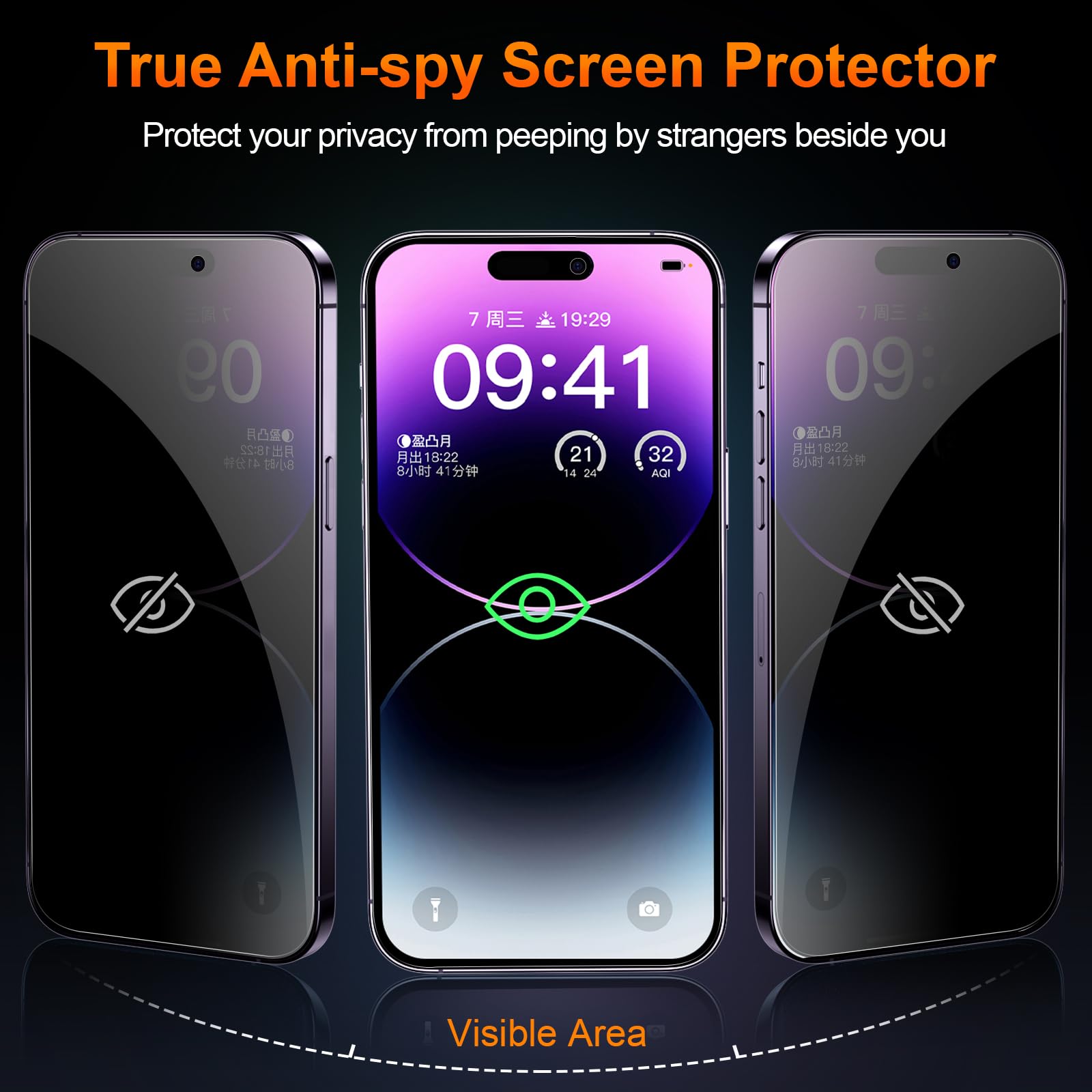 Yiunssy Privacy Pellicola per iPhone 14 Pro 6.1 Vetro Temperato [2 Pezzi], Anti-fessure,Senza bolle, Pellicola Protettiva per La Privacy per iPhone 14 Pro 6.1