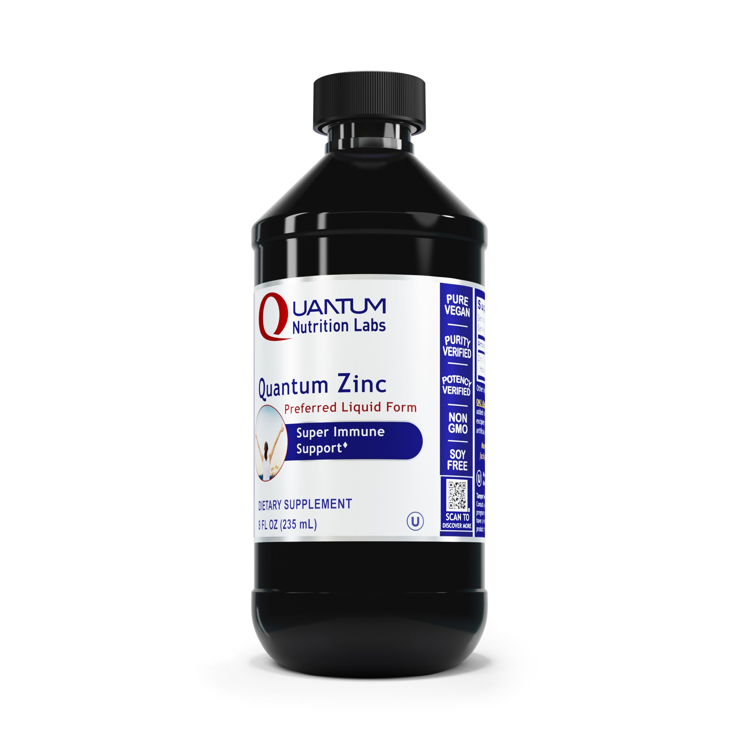 Quantum Nutrition Labs Zinc - Liquid Zinc Drops, Zinc Supplements, Zinc Tincture for Adults, 25mg Zinc Sulfate Per Serving for Metabolic Function & Immune Support - 8 Fl Oz Bottle
