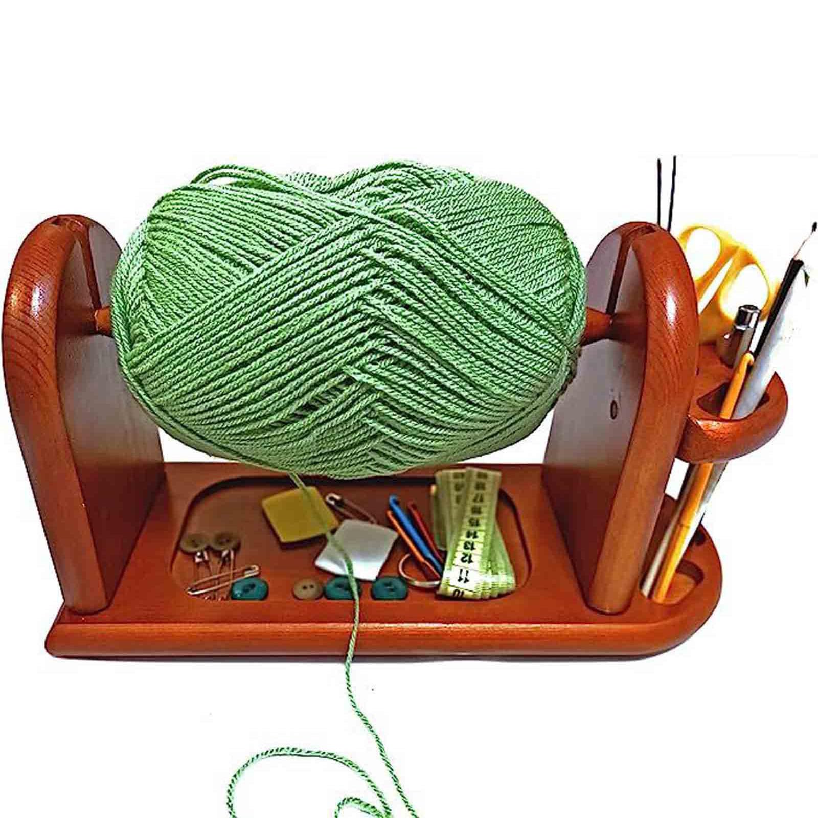 Soporte de hilo de madera for tejer ganchillo, bola de hilo de madera, dispensador de bolas de hilo estable, herramientas de costura de escritorio for el hogar, soportes de bobinas de lana, regalo for