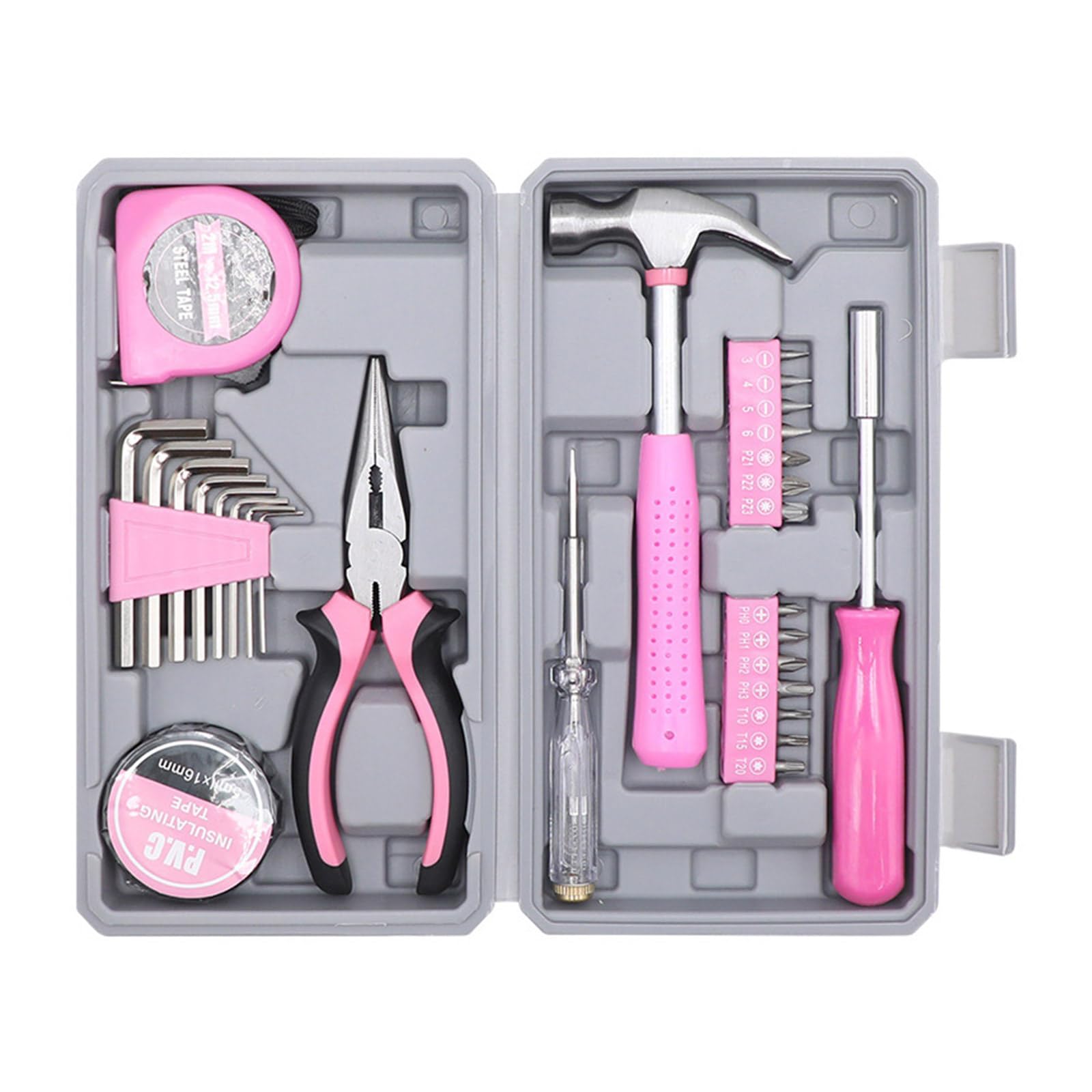 Tsophreniq 29Pcs Home With Pliers, Wrench, Hammer, & Storage Case For Maintenance Projects Auto