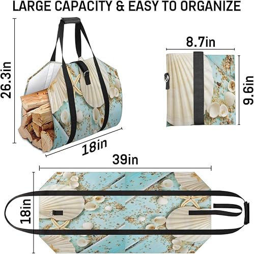 Miniatura 65 de Bolsa de transporte de leña de gallo, grande, duradera, para chimenea, accesorios para estufas de leña de 39 x 18 pulgadas, soporte para leña