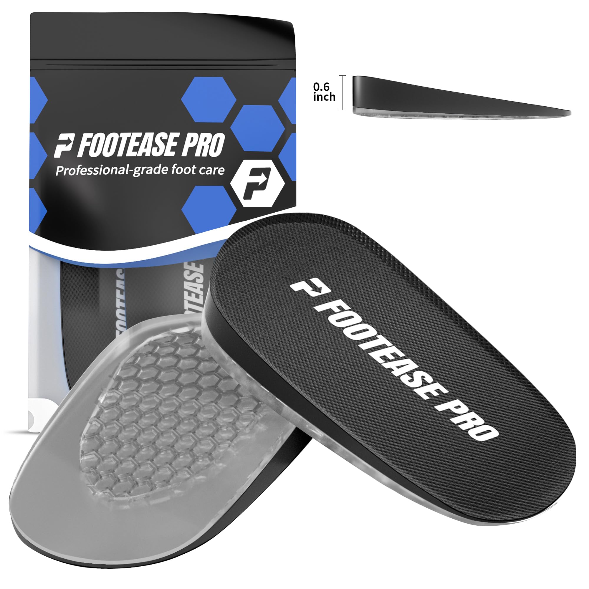 Height Increase Insoles, Orthopedic Heel Lifts Inserts for Men Women, Height Boosters, Shoe Lifts for Plantar Fasciitis, Leg Length Discrepancies, Size Small 0.6" (Women's 4.5-9.5 | Men's 6-8.5)