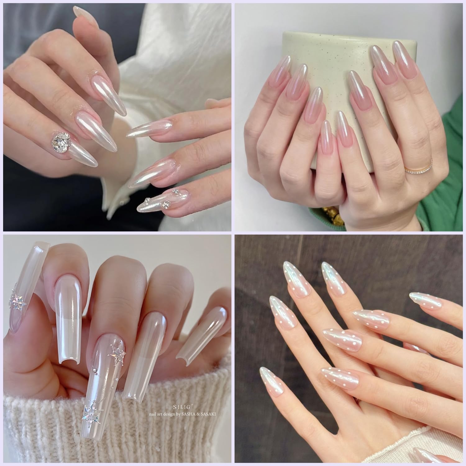 White Pearl chrom proszek do paznokci, efekt perłowy, błyszczący puder do paznokci, Nail Art Chrome Nail Powder