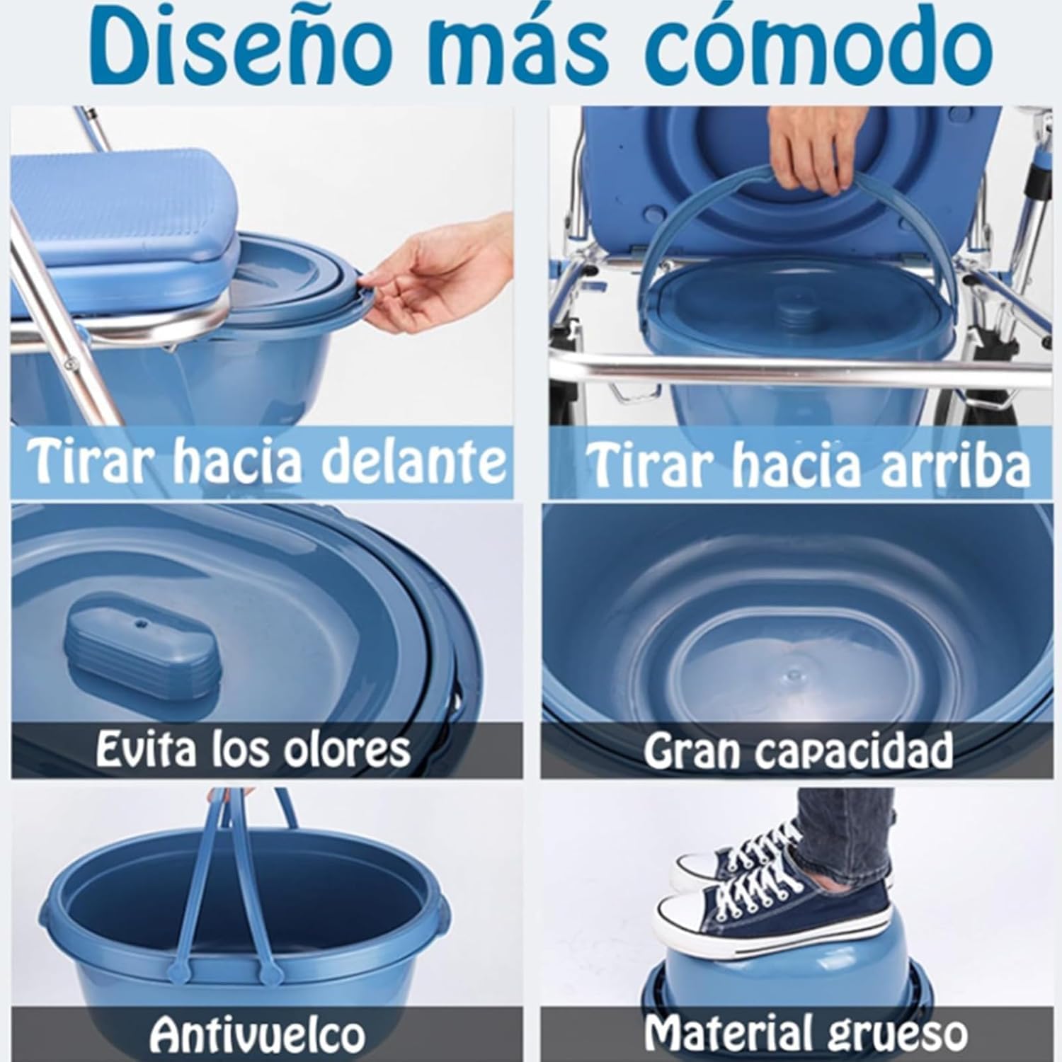 Silla WC Personas Mayores, Silla Orinal para Personas Mayores, Silla Ducha Minusvalidos Plegable, Silla Ducha con Ruedas, Silla De Ruedas para Ducha Y WC con Ruedas Plegable