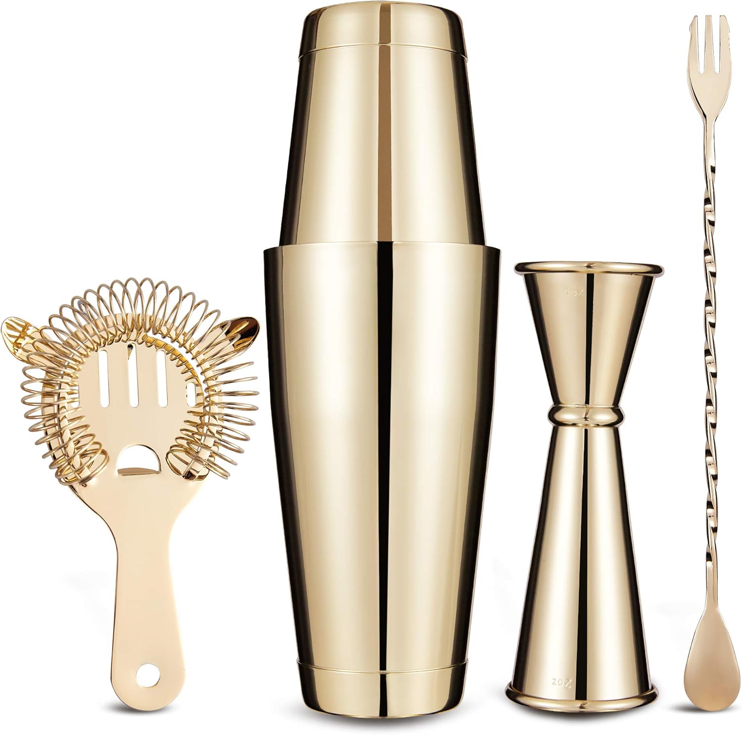 Limerchor Gold Boston Shaker Set, Professional Bartender Kit Drink Shakers icludes 2