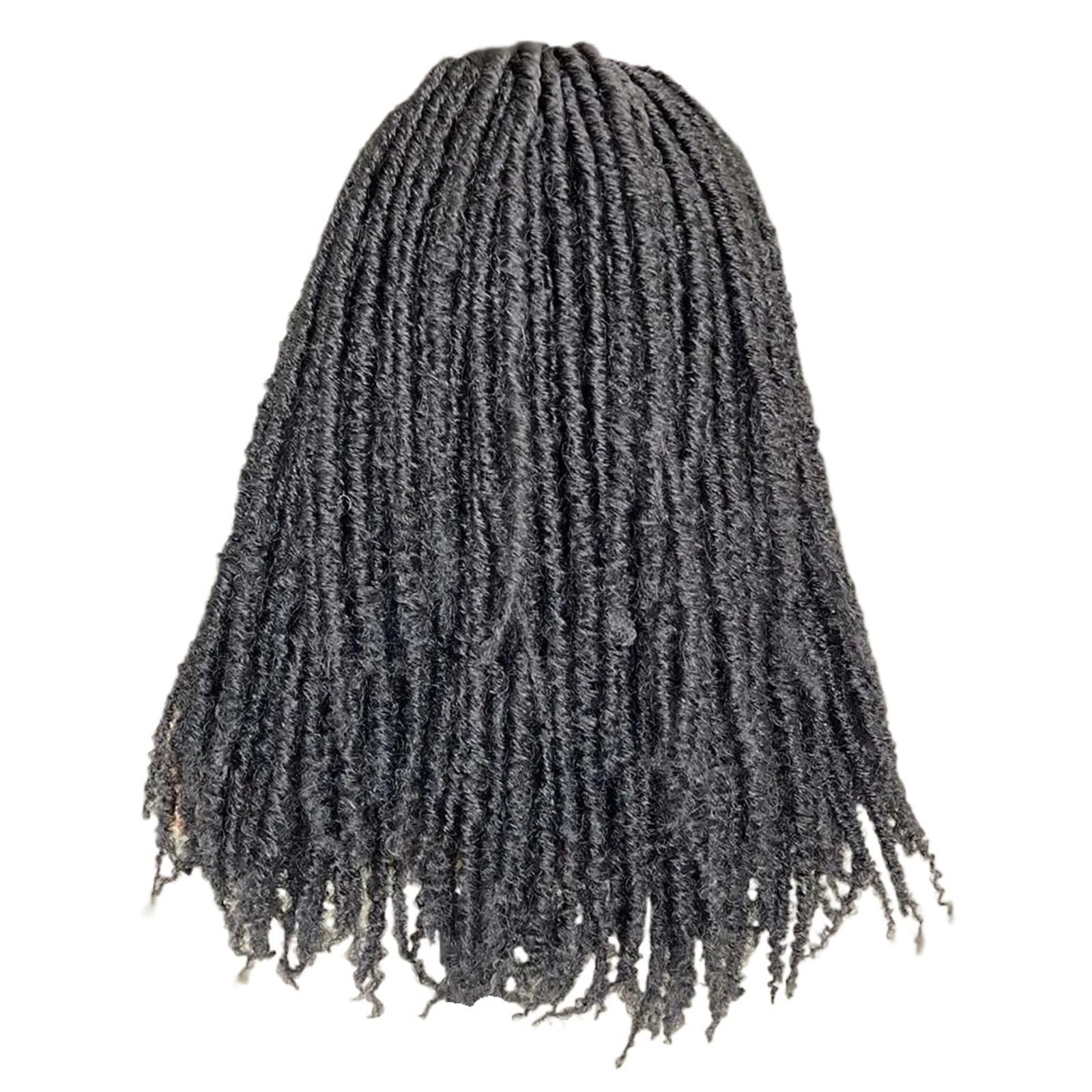 Parrucca sintetica Dreadlock con fascia per capelli - Parrucca nera termica stile treccia all'uncinetto per l'uso quotidiano(Black)