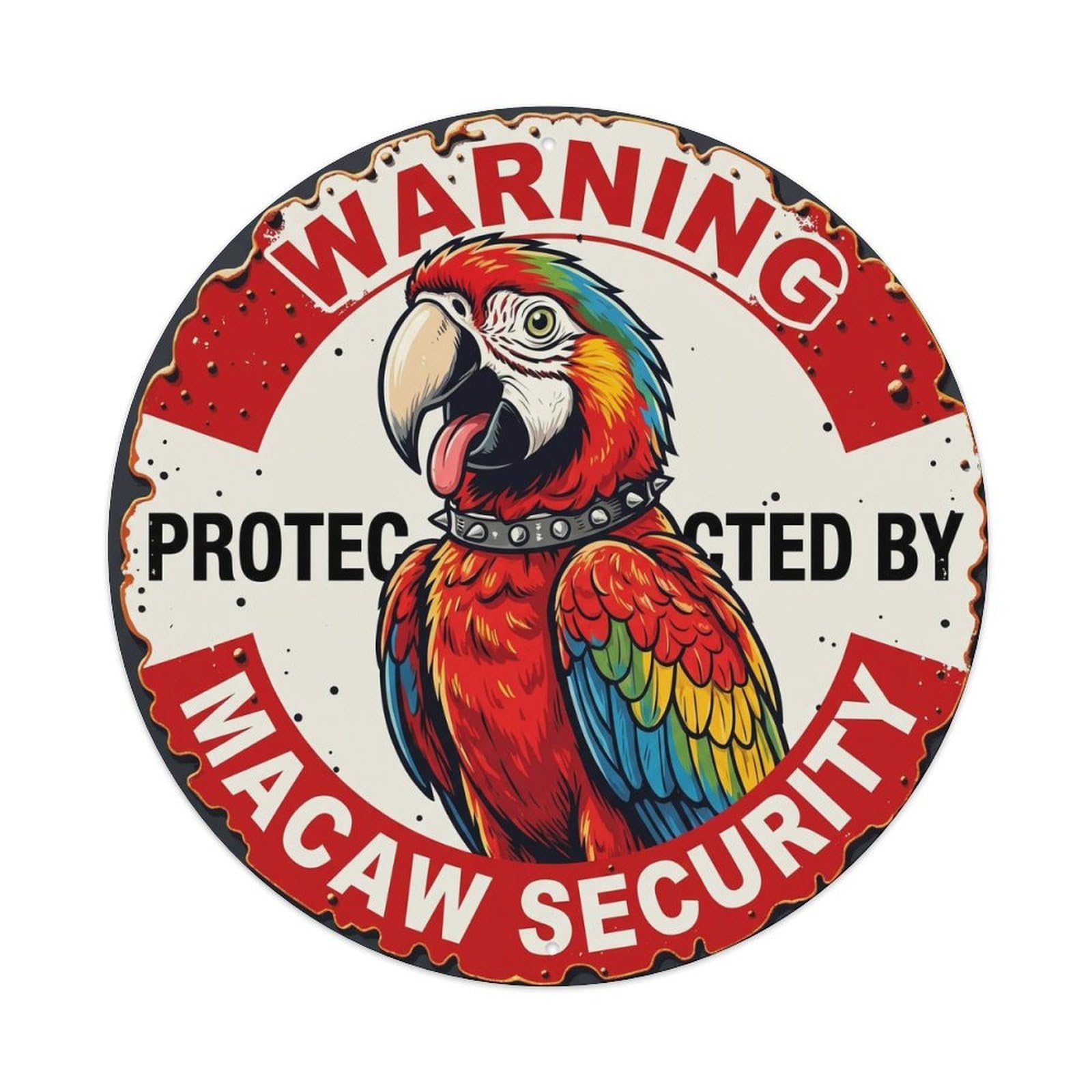 Tgrcjimh Style Metal Tin Sign Warning Protected By Macaw Security Vintage