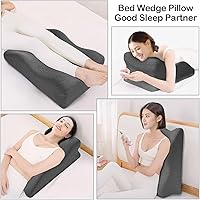 Vista 3 de Back Pillow Wedge for Bed, Bed Pillow Rest for Bed Sitting up, Adult Memory Foam Pillow for Back Support Reading Pillow, Acid Reflux, Snoring, for