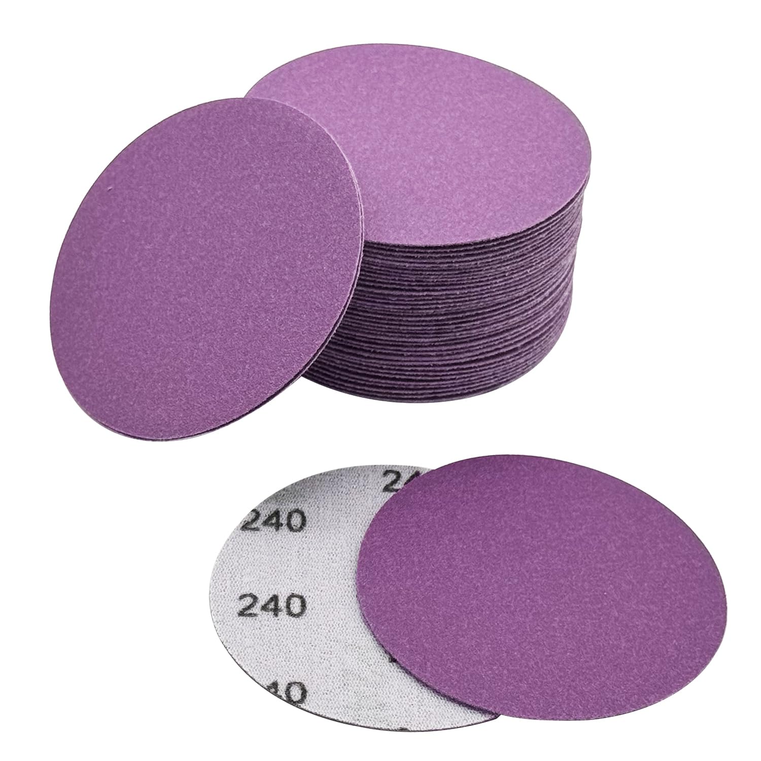 3 Inch 240 Grit Wet Dry Sandpaper, 40pcs Sanding Disc, Hook and Loop Premium Aluminum Oxide Sand Paper for Metal, Wood, Auto