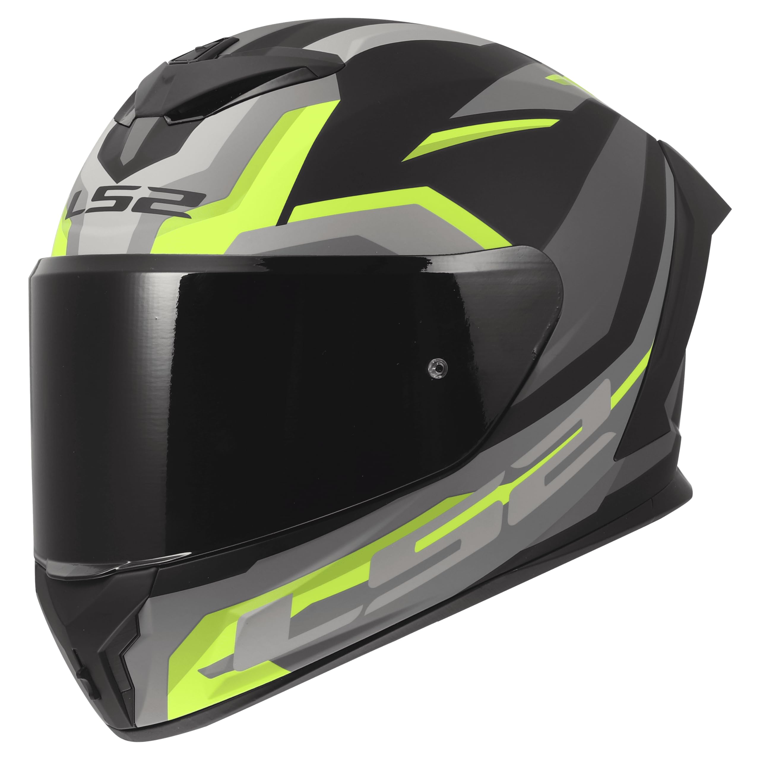 LS2, Casco Moto Integral RAPID III HYPER Black HV Yellow, M