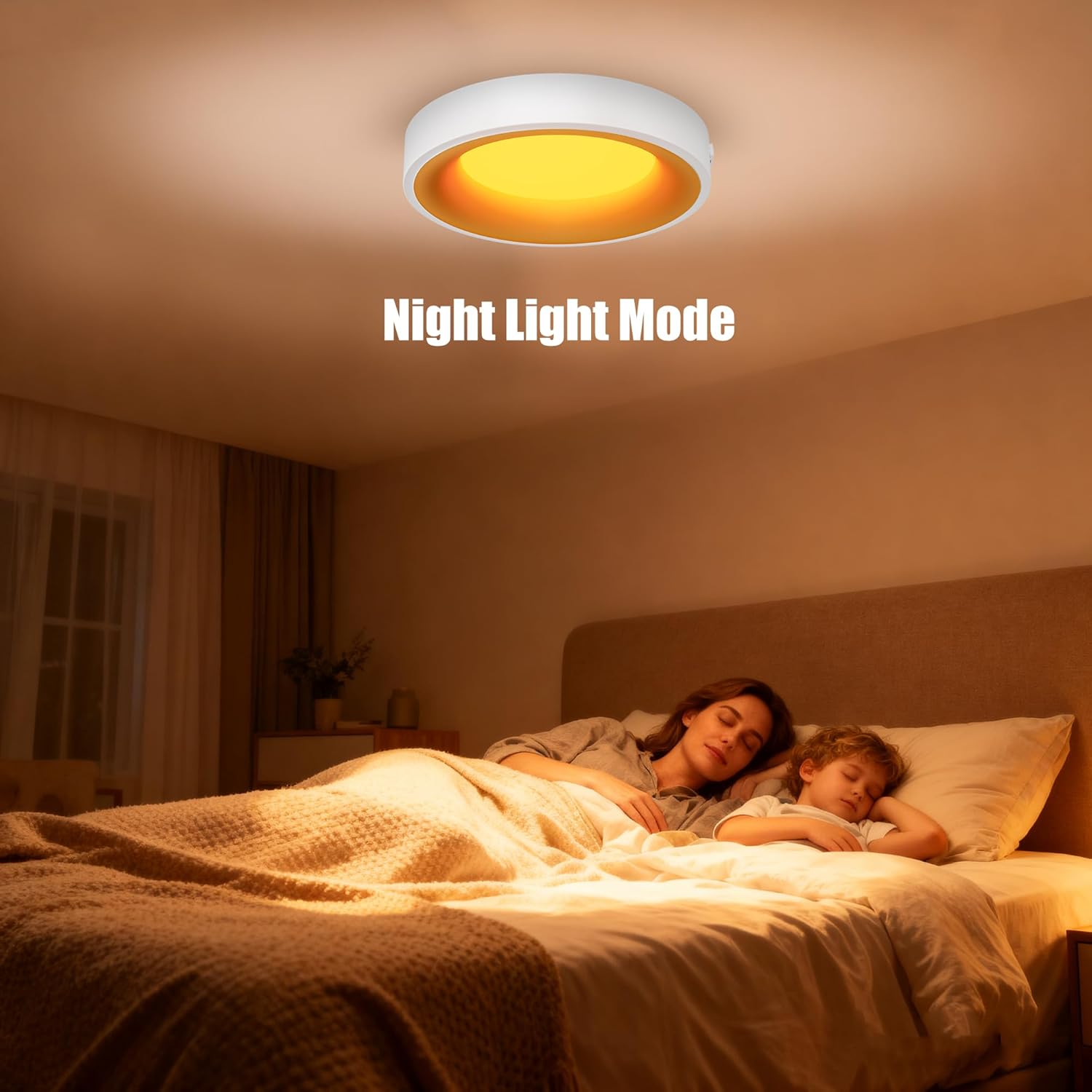 12 Inch LED Flush Mount Ceiling Light with Night Light, 5CCT & Dimmable, 20W 1550LM 2700K-5000K, Modern Round White Ceiling Fixture for Bedroom, Kitchen, Hallway, Living Room, Closets