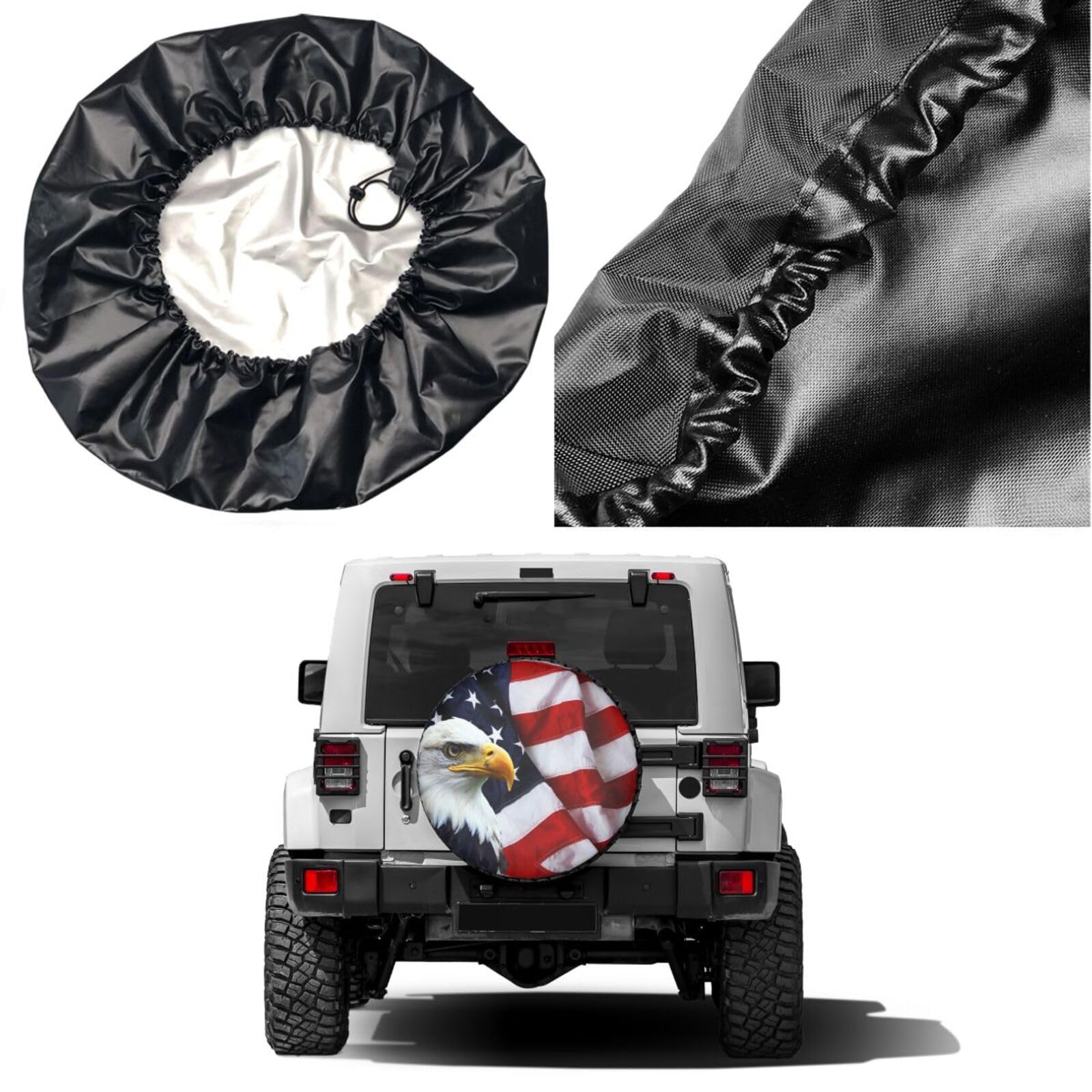 American Flag Eagle Spare Tire Cover - Dust Proof 17 Inch For RV, SUV & Trailers