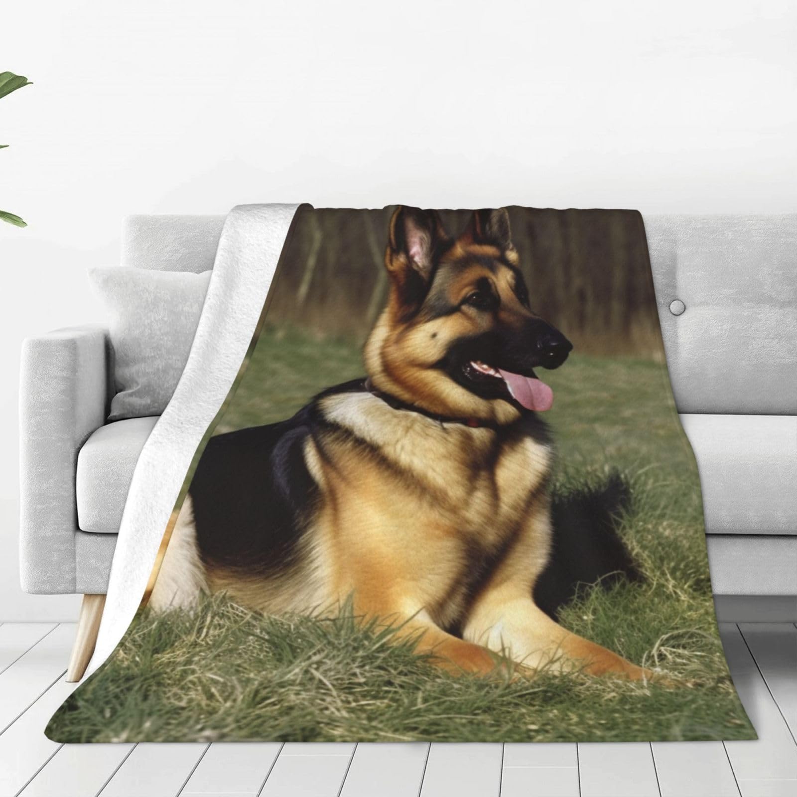 KLOPH German Shepherd Dog Throw Blanket 40"x30" Flannel Fluffy Warm Blanket for Couch, Reversible Plush Blankets for Bed, Comfy Fuzzy Blanket for Sofa, Plush Lightweight-Blankets for All Season