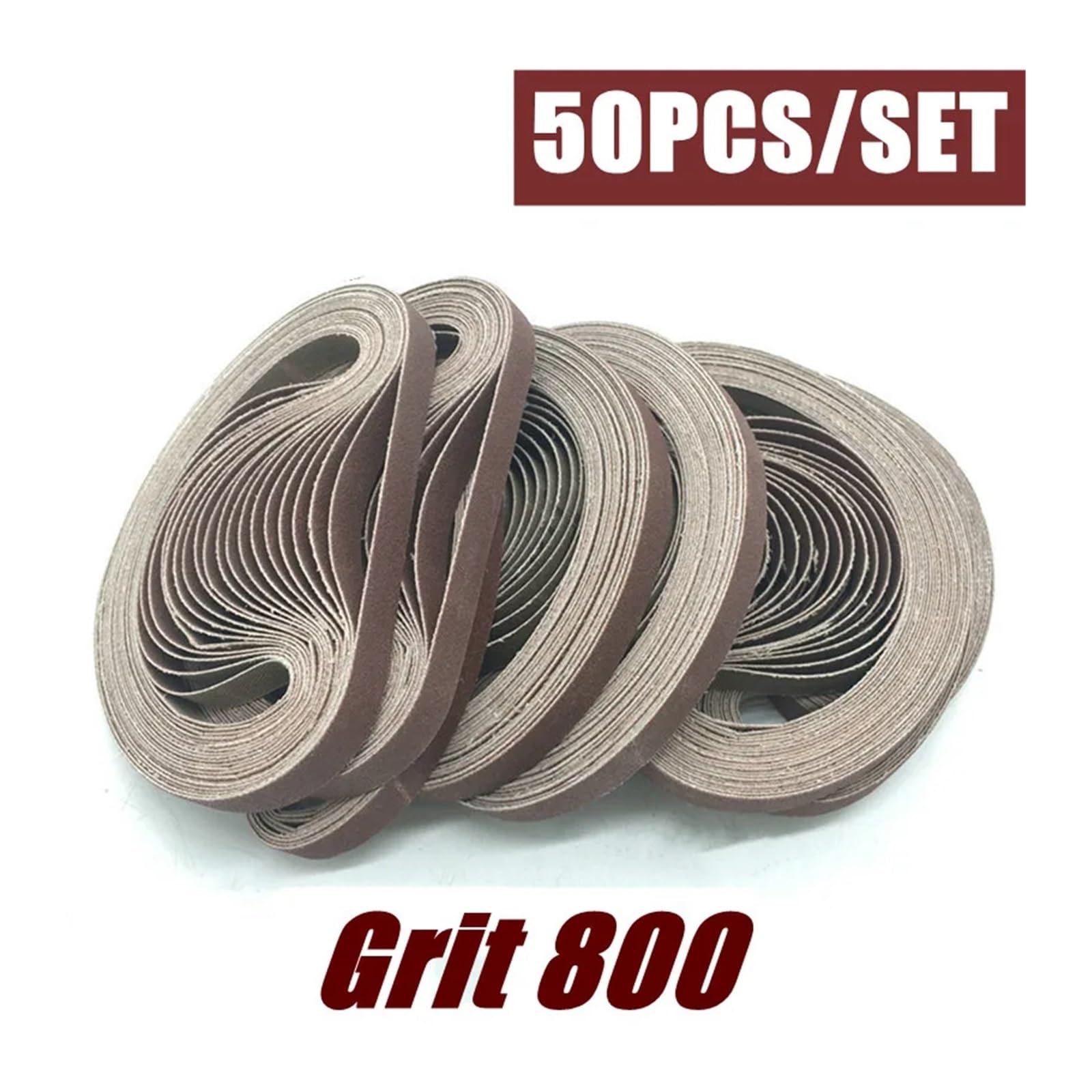 50 Sztuk/zestaw 330 * 10MM Pasy Szlifierskie 40-1000 Grys Papier Ścierny Taśma Ścierna Do Drewna Miękki Metal Szlifowanie Polerowanie(800)