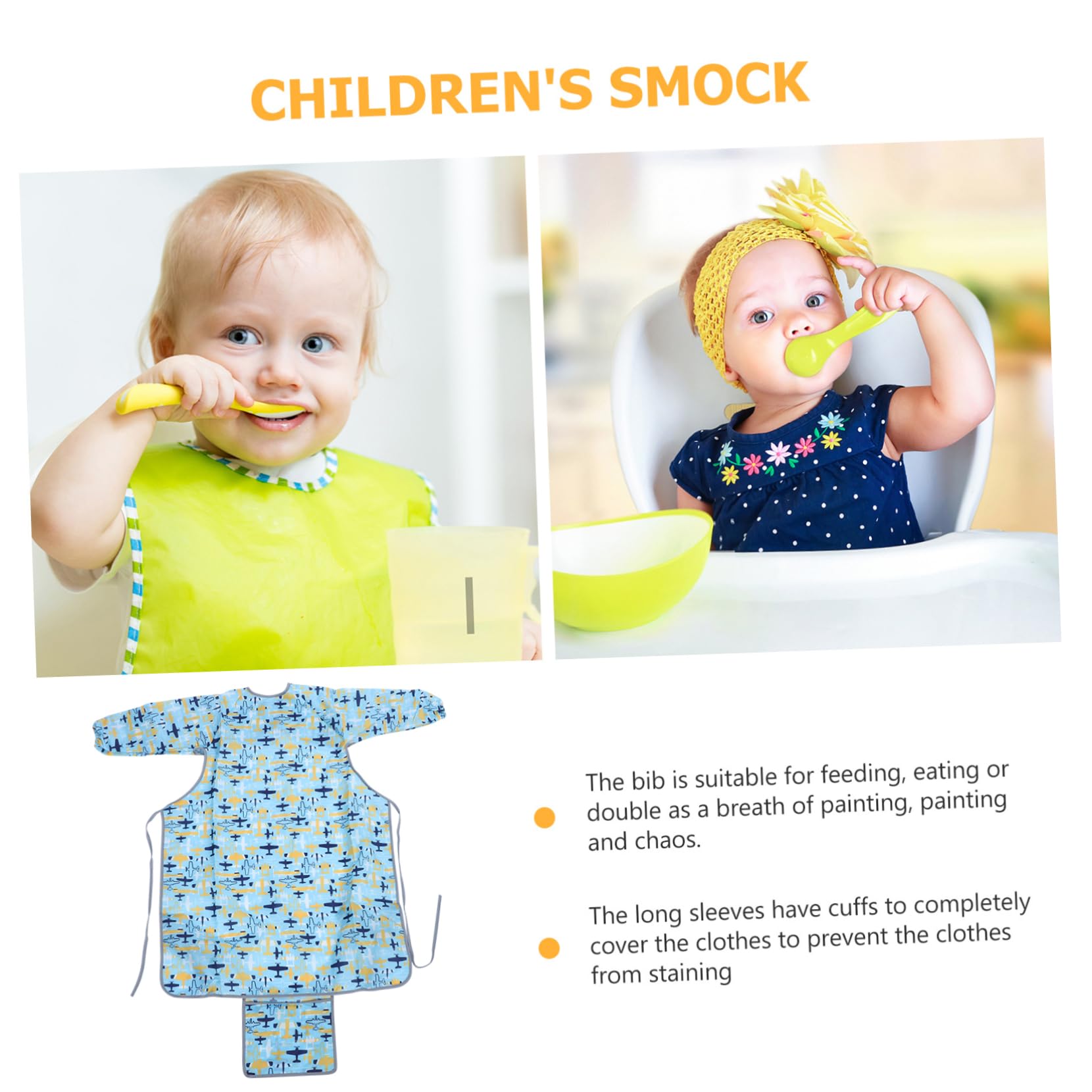 ifundom copertura della sedia da pranzo grembiule Bavaglini carinissimi bavaglini sbavati bavaglini neonata salviette bavaglino a maniche lunghe bavaglino per bambini poliestere Blue