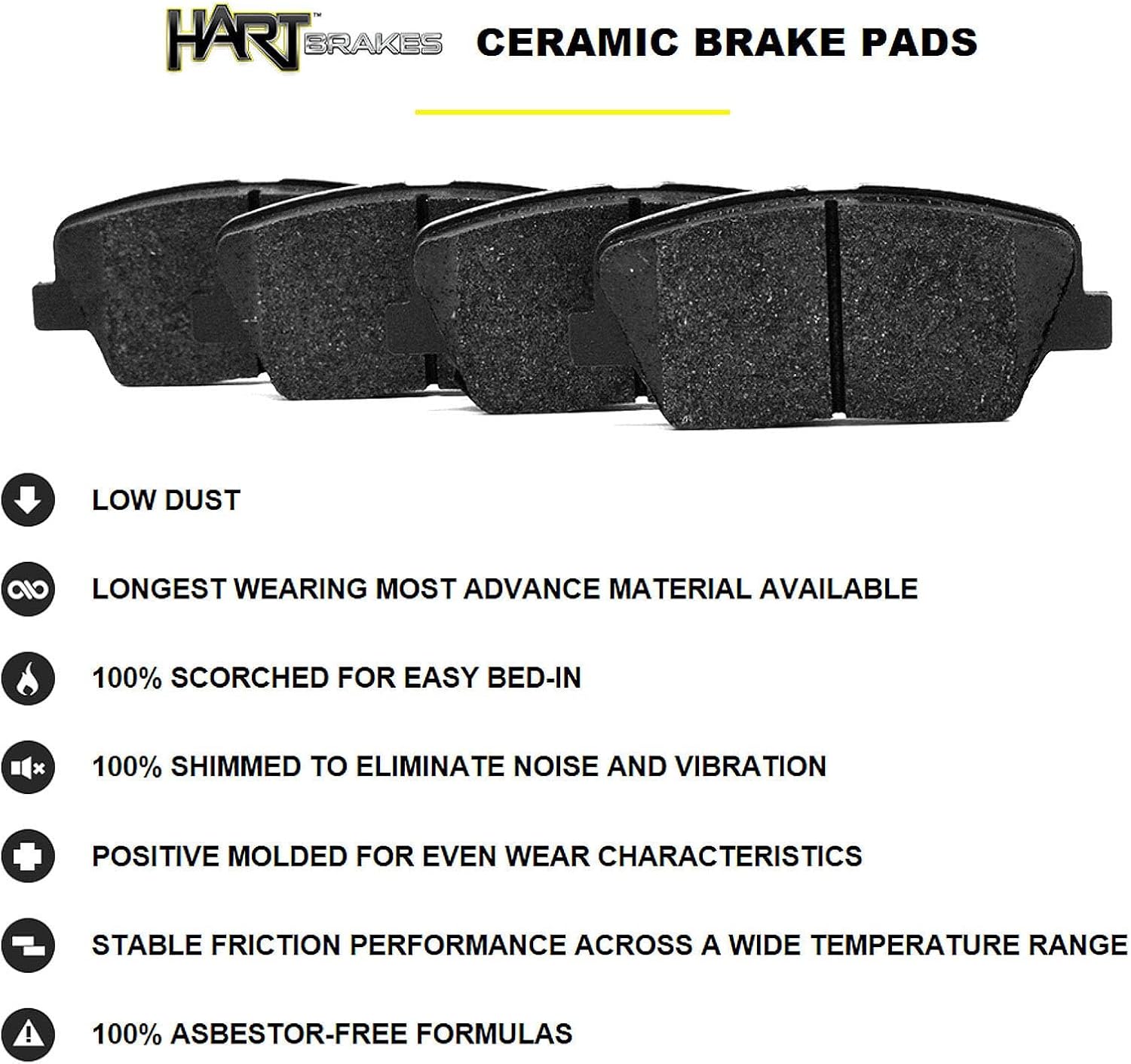 Hart Brakes Front Brakes and Rotors Kit |Front Brake Pads| Brake Rotors and Pads| Ceramic Brake Pads and Rotors - BHCF.67084.02