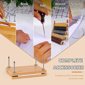 JUPEAN Book Binding Kits, Book Press, Bone Folder Tool, Plastic Bone Folder