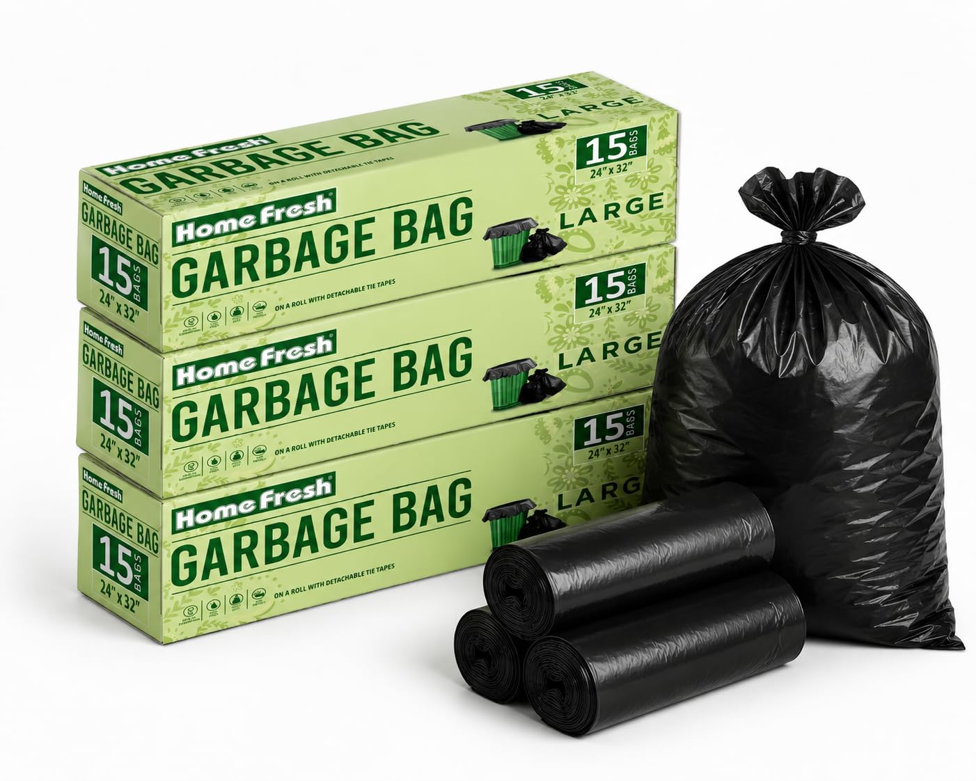 Biodegradable Garbage Bags Large Size (24 x 32 Inch) | Heavy Duty Leak Proof Dustbin Bags | Tear Resistant Waste Collection Bags | Black | Pack of 3-picture-24
