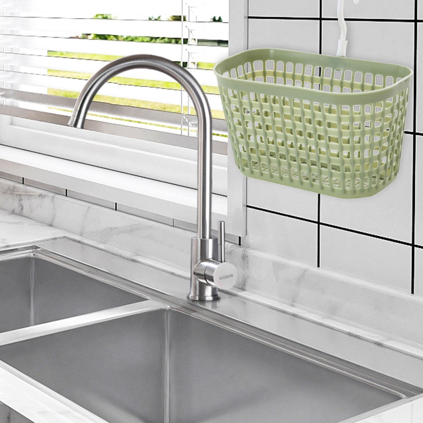 Panier mural - Rangement d'organisateurs suspendus à drainage à respiration avec crochet de rotation à 360 degrés - Drain et rangement Panier suspendu pour les fournitures pour les fruits, les salles